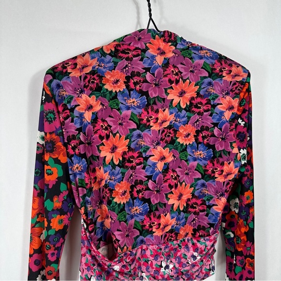 Zara Floral V-Neck Wrap Top - Multicolor | US Size Small - Picture 9 of 12
